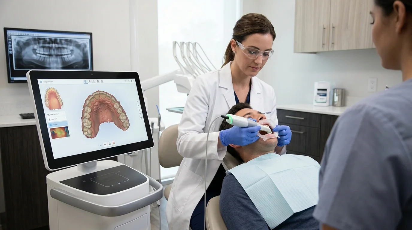 Escaneamento intraoral digital durante uma consulta